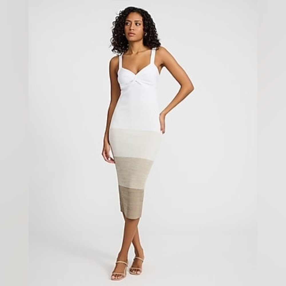 Express White Ribbed Midi Dress - Picture 4 of 10